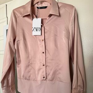 Zara pink blouse bodysuit